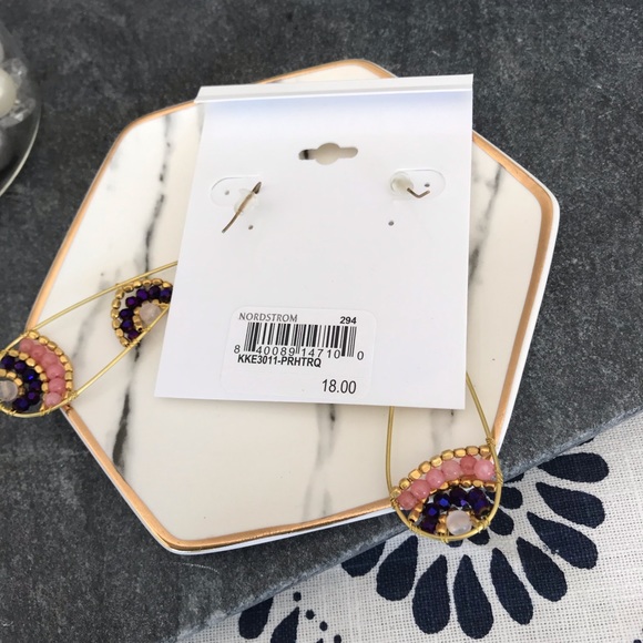 Statement Earrings. Beaded. NWT - Picture 2 of 3